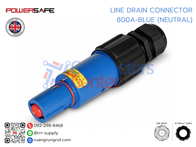 Line Drain Connector 800A-BLUE (Neutral)